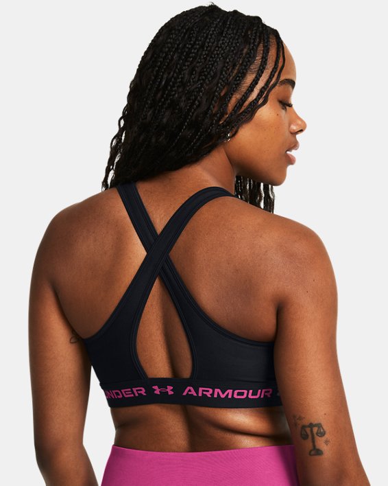 Damen Sport-BH Armour® Mid Crossback, Black, pdpMainDesktop image number 5